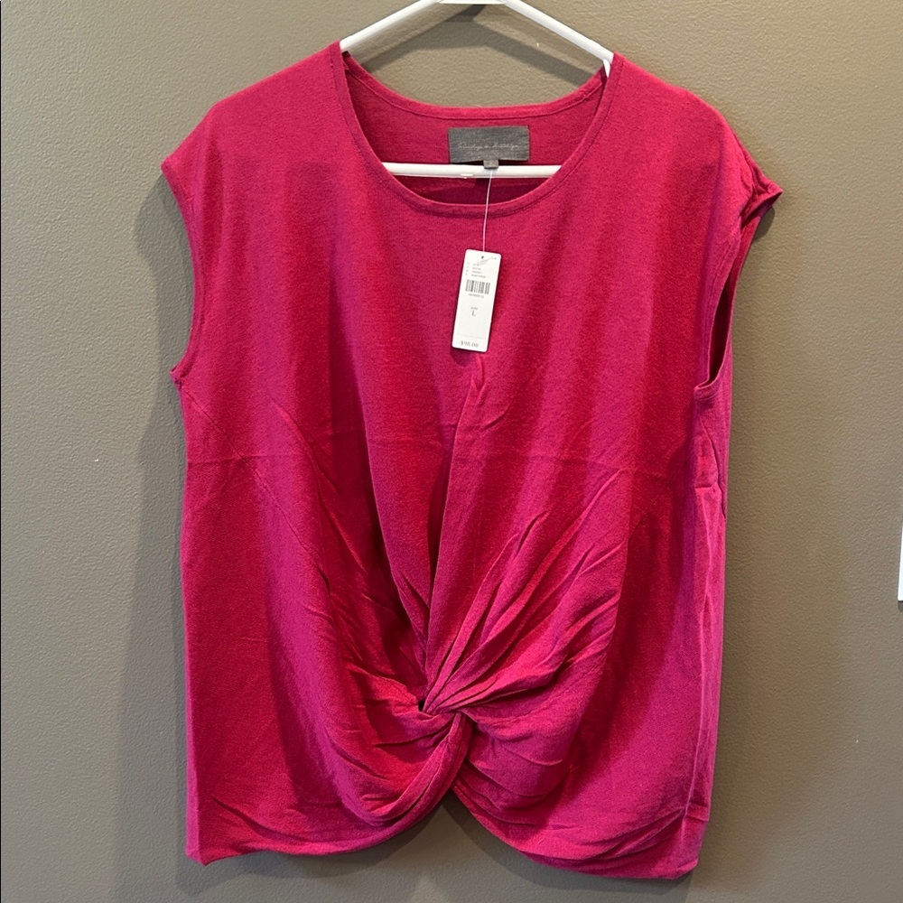 Anthropologie Sunday in Brooklyn Twist Hem Top size L NWT 98.00